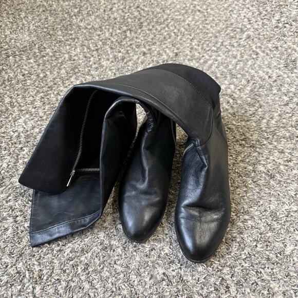 Michael Kors Black Leather Over The Knee Tall Riding Boots Size 7.5 M Stretch - Picture 3 of 7